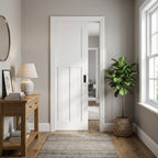 Internal Pocket Door Set, White Primed, 1930's Style, 100mm, Solid Core