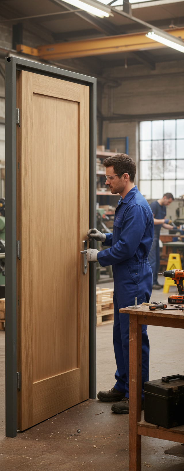 Premium Internal Pattern 10 Fire Door - Unfinished Oak Veneer, 30 Minute Fire Rating, Simple Shaker Style for Modern Interiors