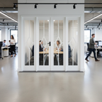 Premium Internal White Primed Clear Bevelled Glazed Room Divider Set with Solid Engineered Construction and Art Deco Design