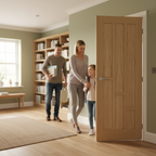 Premium Fully Finished Internal FD30 Oak Fire Door with 6 Panels, Engineered Construction, and Solid Core Design