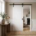 White Internal Sliding Door - Moulded Lifestyle Ladder Design, Black Face Mounted
