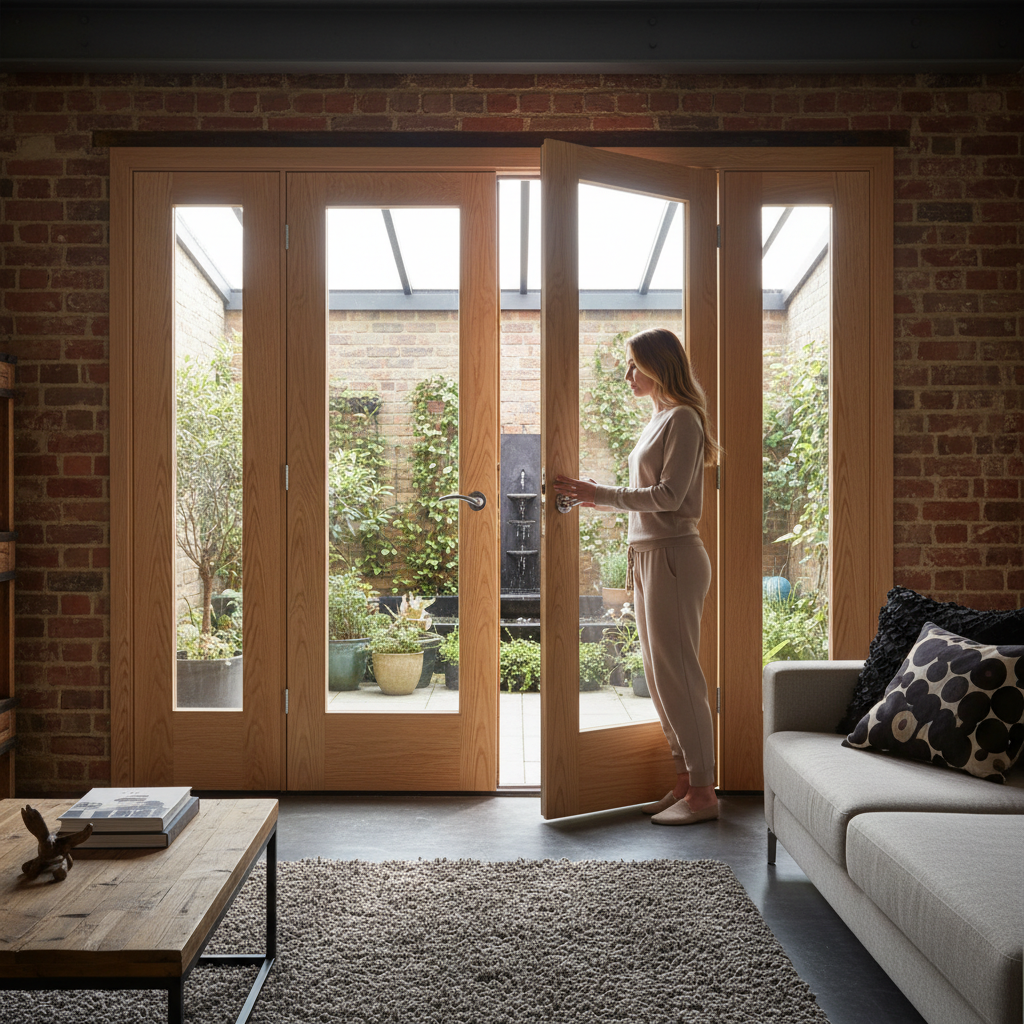 Premium 10 Panelled French Doors with Clear Glazed Demi Panels - Customizable Room Divider Options