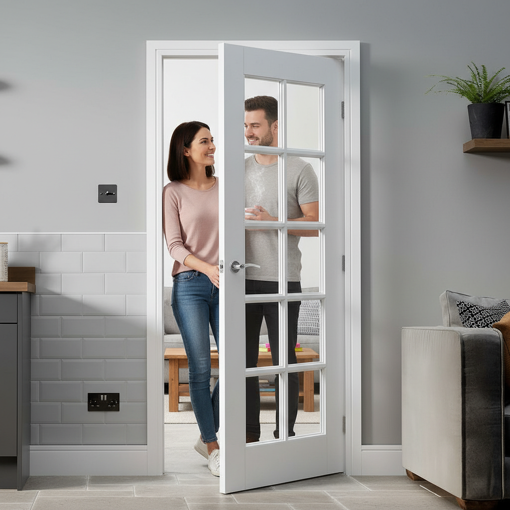 Premium White Moulded 10 Light Glazed Internal Door for Enhanced Light Flow - High-Quality Professional Grade for Industrial and Commercial Applica...