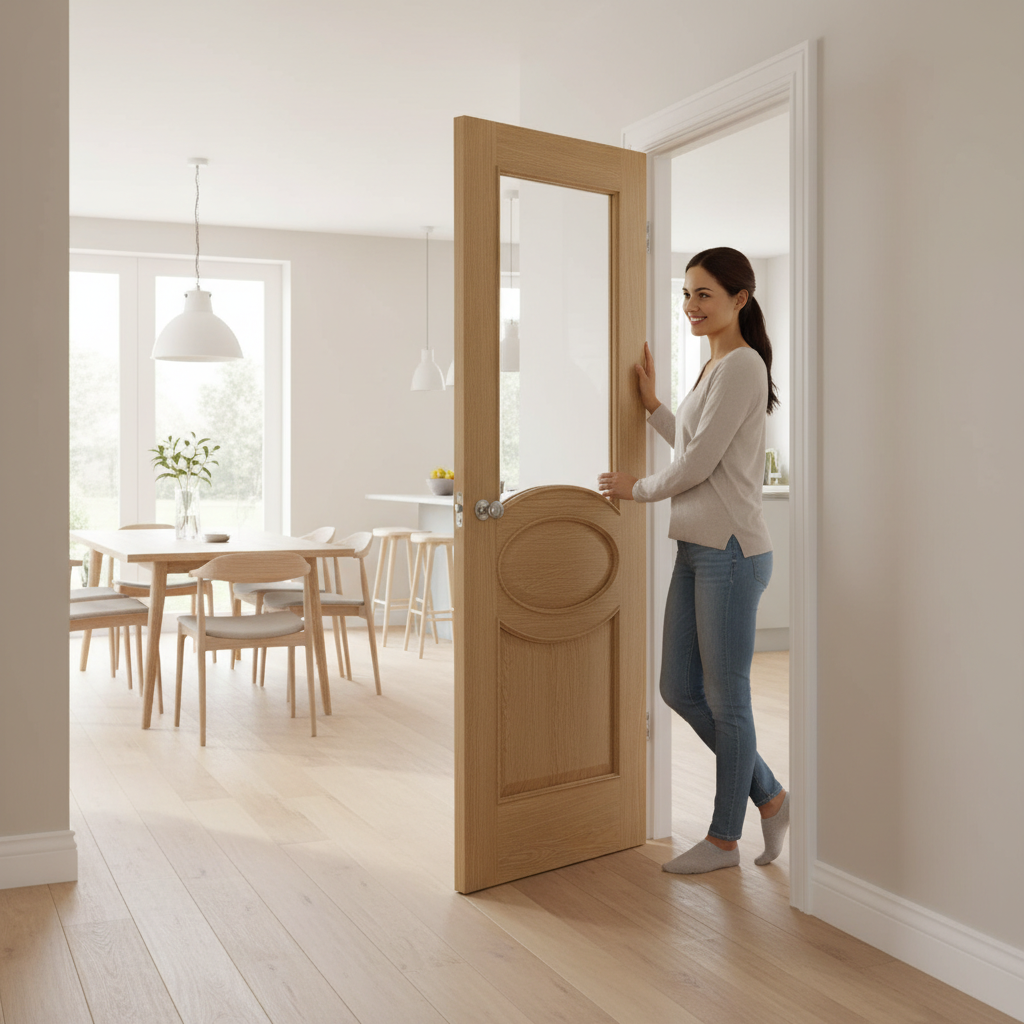 Premium Custom Made Clear Glazed Oak Door with Raised Mouldings for Timeless Interior Design
