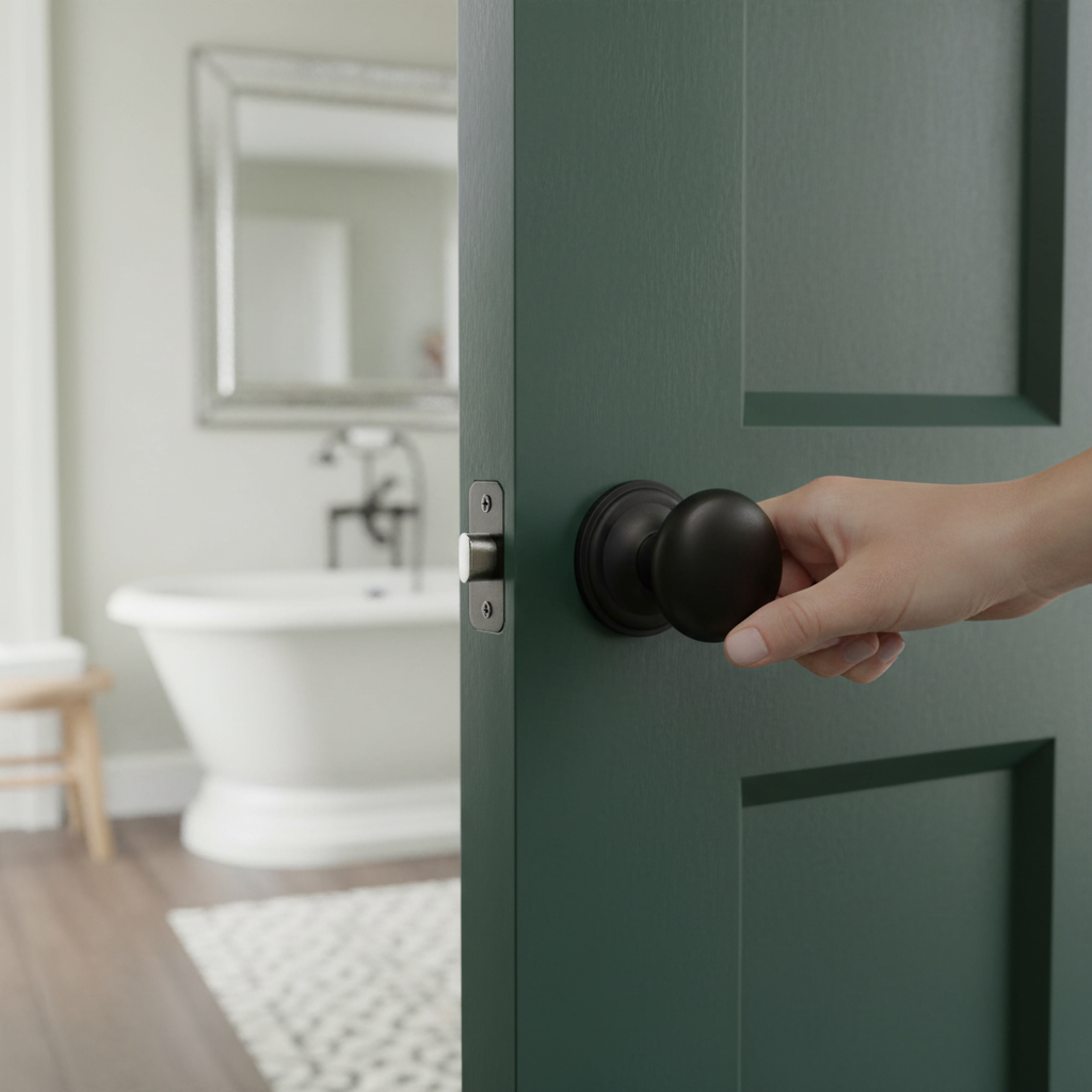 Premium Matt Black Mushroom Mortice Bathroom Door Knob Set with Hinges and Lock for Modern Decor - Image 2