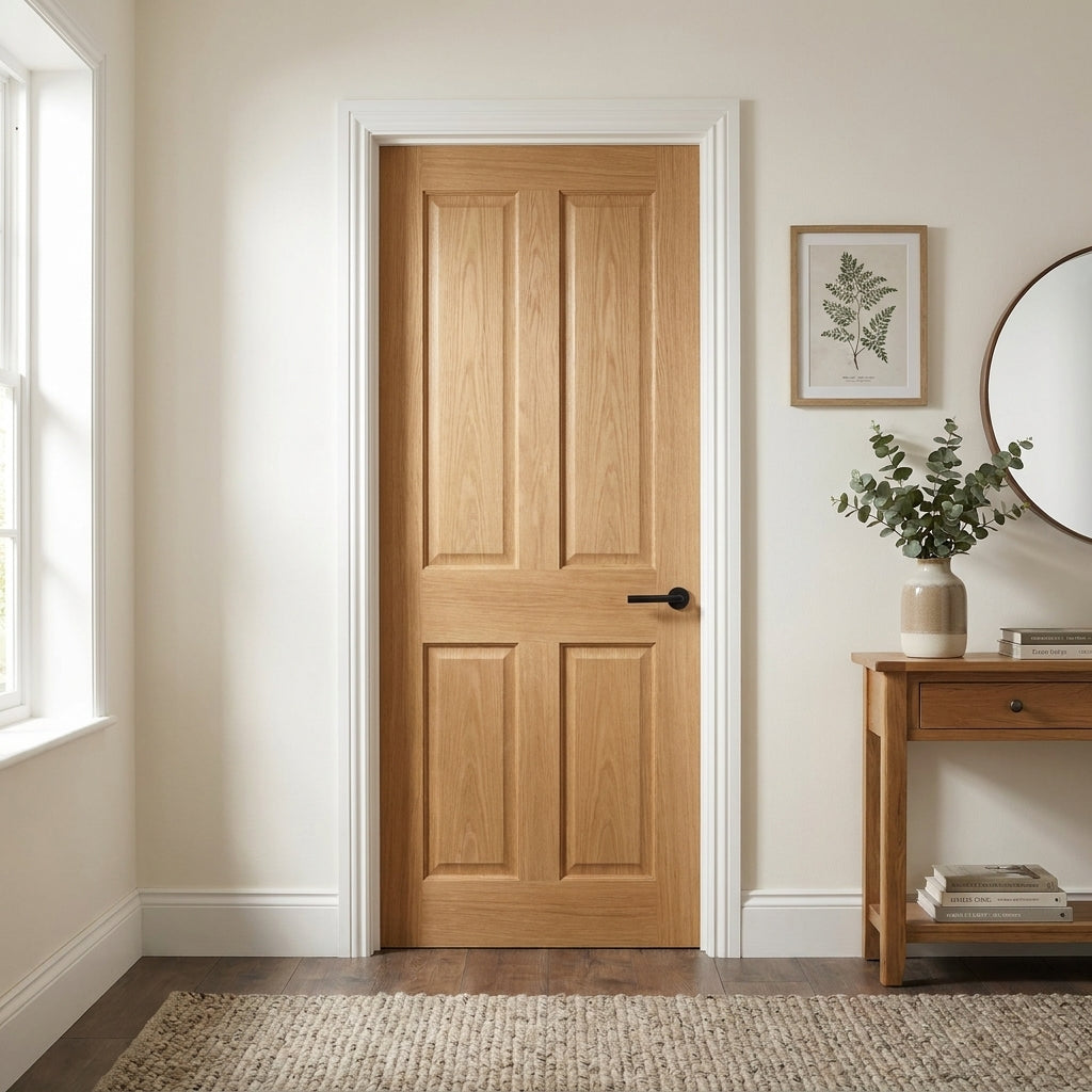 FD30 Fire Door, Internal, Oak, Unfinished, Made-to-Measure, Victorian, Solid Core