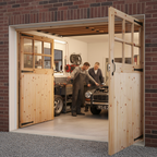 Premium Solid Redwood Unfinished Garage Door and Frame Set with 6 Light Obscure Glass Panels - Image 2