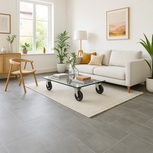 Stone Embossed Grey Rigid Core LVT Flooring, 5.5mm, Pre-Grouted, UV Coated