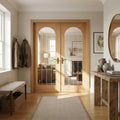 Oak Internal Fully Finished Double Door with 1 Light Obscure Lined Clear Glass
