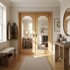Oak Internal Fully Finished Double Door with 1 Light Obscure Lined Clear Glass