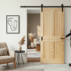 Premium Unfinished Clear Pine Internal 4 Panel Sliding Door Set with Space-Saving Track System for Customizable Home Decor - Image 2