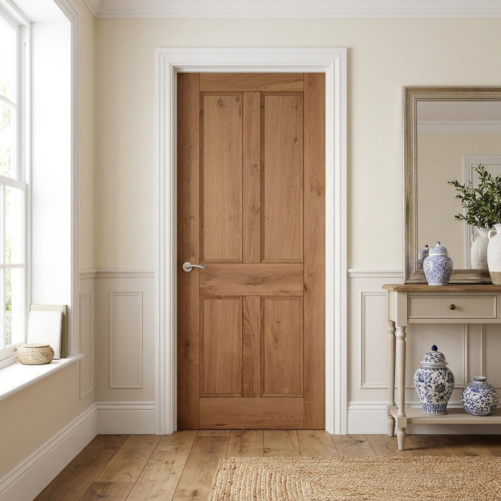 Victorian 4 Panel Internal Oak Door Fully Finished Rustic
