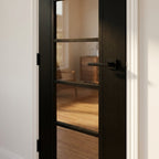 Internal Made-to-Measure Jet Black Door Fully Finished with 5 Light Clear Glass - detail view