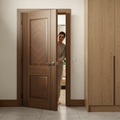Premium Fully Finished Walnut Internal Door with Raised Panels and Classic Diamond Pattern Design