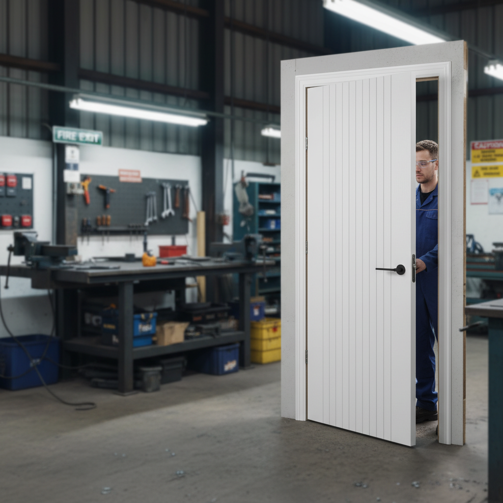 Premium White Laminate Fire Door with Easy Trim Edge Banding for Modern Interiors