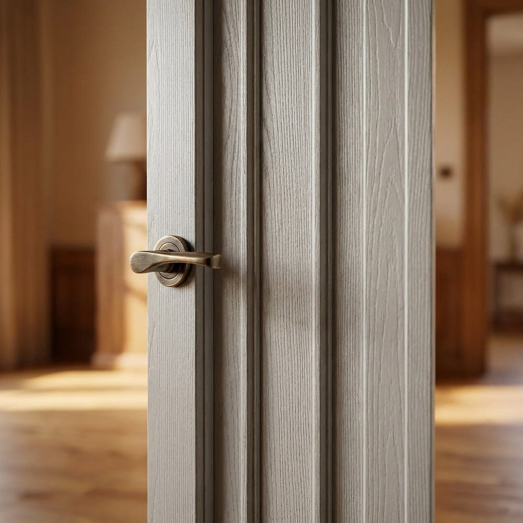 Internal White Fire Door, Primed Finish, 3 Panel Design, FD30 Rated - detail view