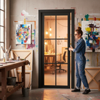 Industrial Studio Made-to-Measure Door with Clear Glass Panes and Jet Black Finish for Custom Interiors - Image 2