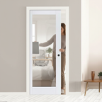 Premium Clear Glazed Pocket Door Set with Galvanised Steel Frame and Adjustable Jambs for Elegant Interior Design
