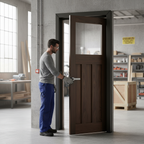 Premium Internal Walnut Clear Glass Door - Fully Finished Design with Solid Engineered Core and Trimmable Edges for Modern Interiors
