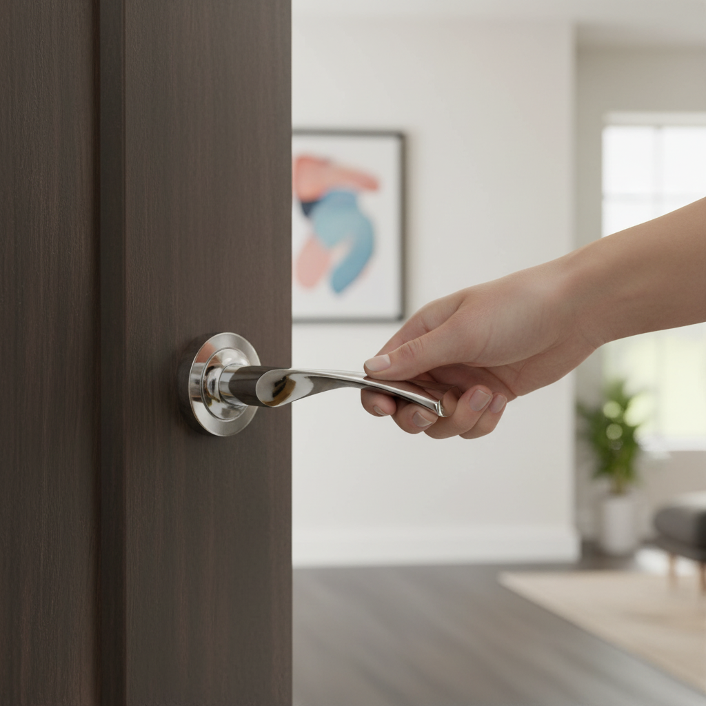 Premium Colorado Round Lever Door Handle with Twisted Curved Design in Polished Chrome Finish for Modern Interiors - Image 2