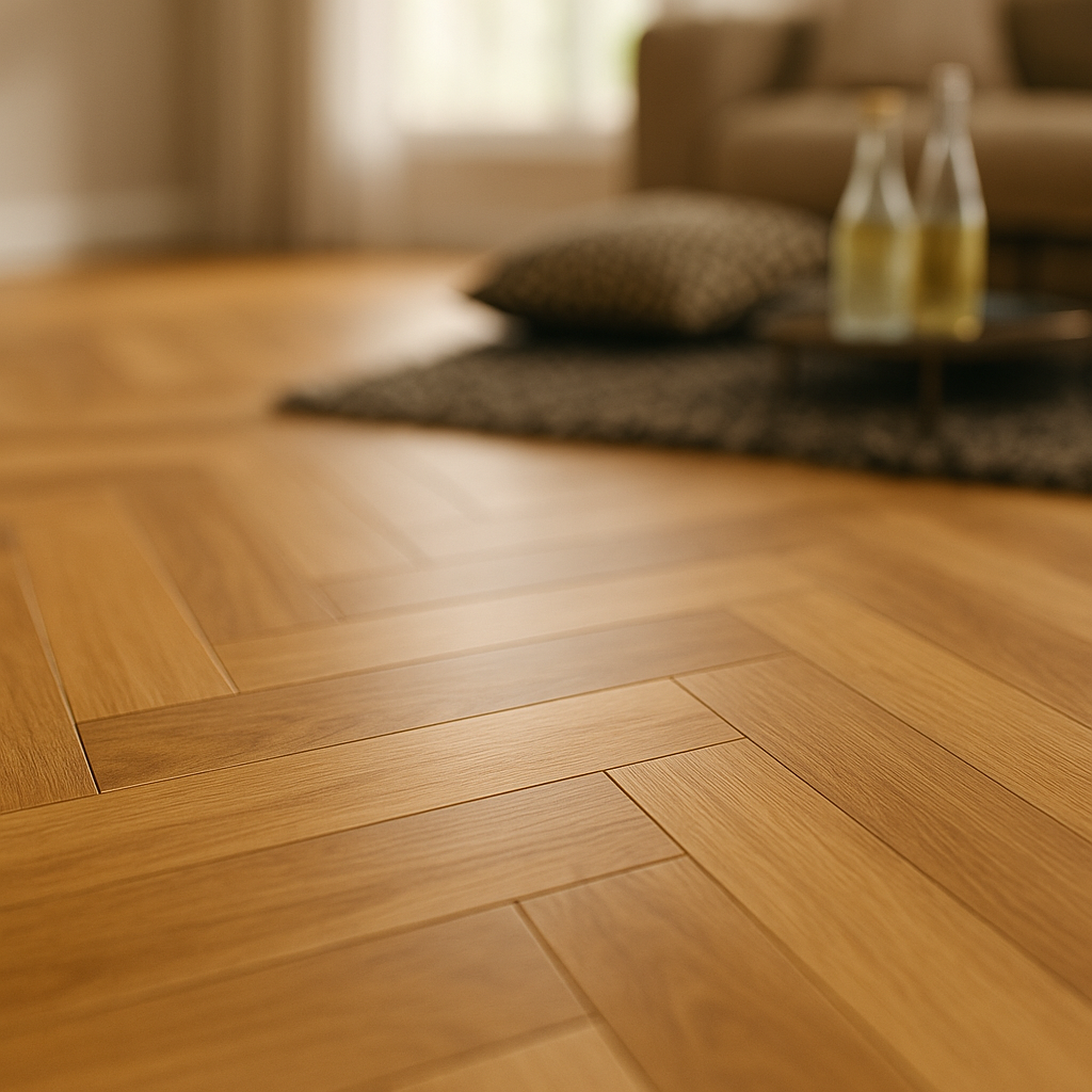 8mm Herringbone Laminate Flooring in Oak Design - detail view