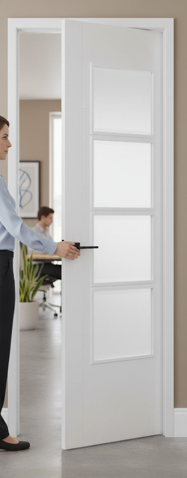 Premium Contemporary Internal Door with 4 Glass Panels and V Grooves for Modern Interiors