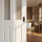 White Internal Sliding Door, Primed Finish, Victorian 2 Panel, 2 Light Obscure Glass - detail view