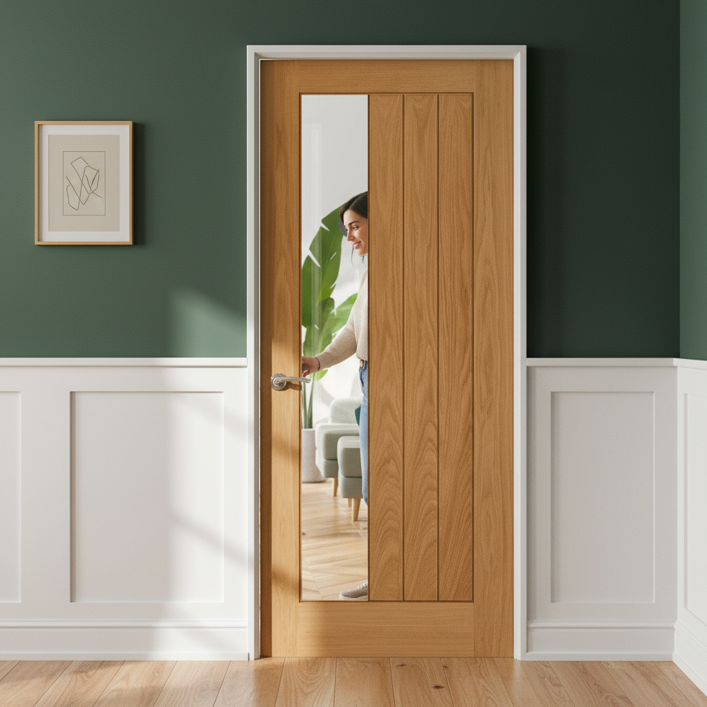 Fully Finished Internal Clear Glass Door with Offset Design for Custom Sizes and Easy Installation - Image 2