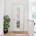 Premium Internal White Trent Door with Clear Glass Pane - 3 Panels, Semi-Solid Core, Primed for Final Finish
