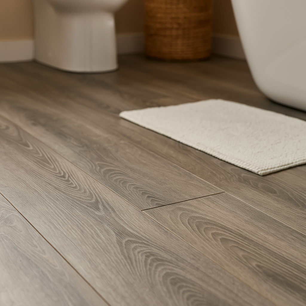 Water-Resistant Grey Oak Laminate Flooring 7mm with 4V Bevel Edge - detail view