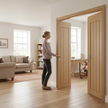 Premium Unfinished Oak Internal Bifold Door with Hinges and Track for Custom Finishing