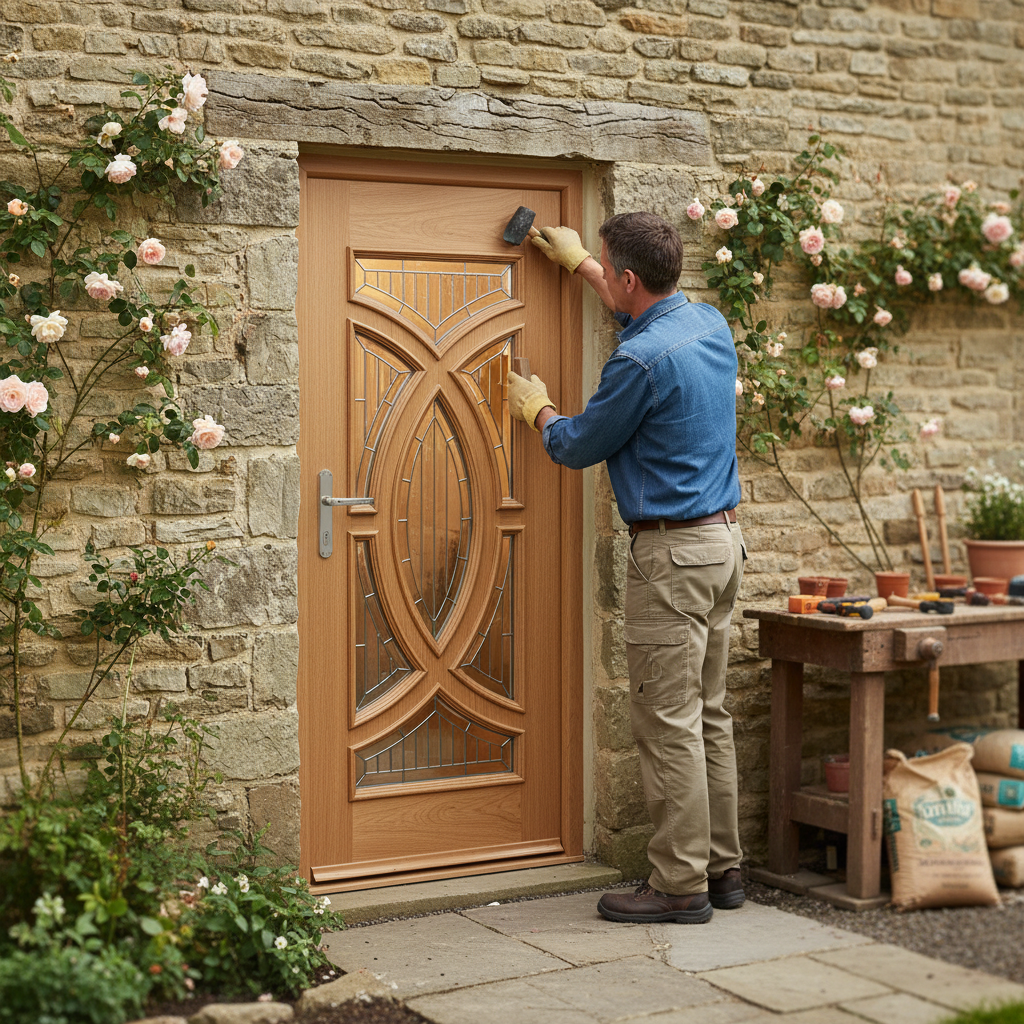 Premium Triple Glazed External Oak Door with Leaded Lights and Solid Oak Lippings for Customizable Fitting