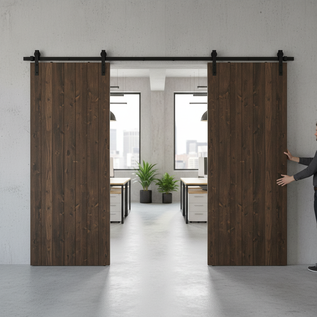 Matt Black Face Mounted Sliding Barn Door Track for Doors up to 100kg and 1500mm Wide with Lifetime Guarantee - Image 2