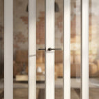 Internal French Door with 3 Light Obscure Glass, White Primed, Solid Core - detail view