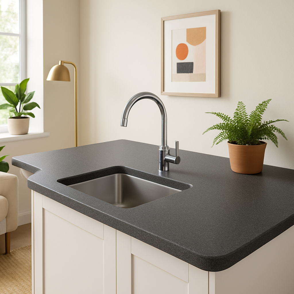 Granite Effect Rounded Edge Laminate Worktop 3000mm x 600mm x 28mm