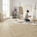 Premium Embossed Rigid Core Vinyl Flooring in Herringbone Design - 5mm Thickness with Durable Wear Layer and Sound Insulation