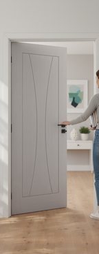 Premium Light Grey Internal Door with U-Grooves for Sophisticated Interiors - High-Quality Professional Grade for Industrial and Commercial Applica...