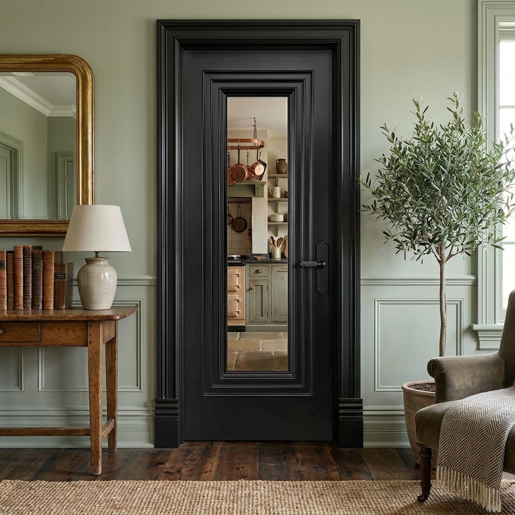 Internal Jet Black Door, Fully Finished, 1 Light Clear Glass, Solid Core