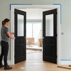 Premium Clear Glazed Internal Door Pair with Bevelled Edge Panels, Solid Core and Detailed Mouldings for Elegant Home Decor