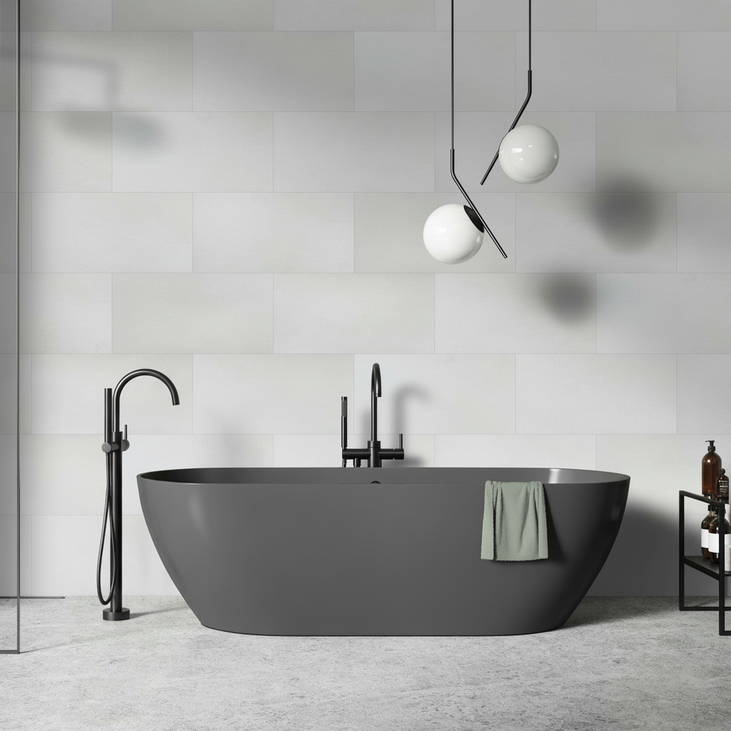 Premium Light Grey Concrete Wall Panelling with UV Resistant Coating - 4mm Thick, Easy Installation, Ideal for Modern Interiors