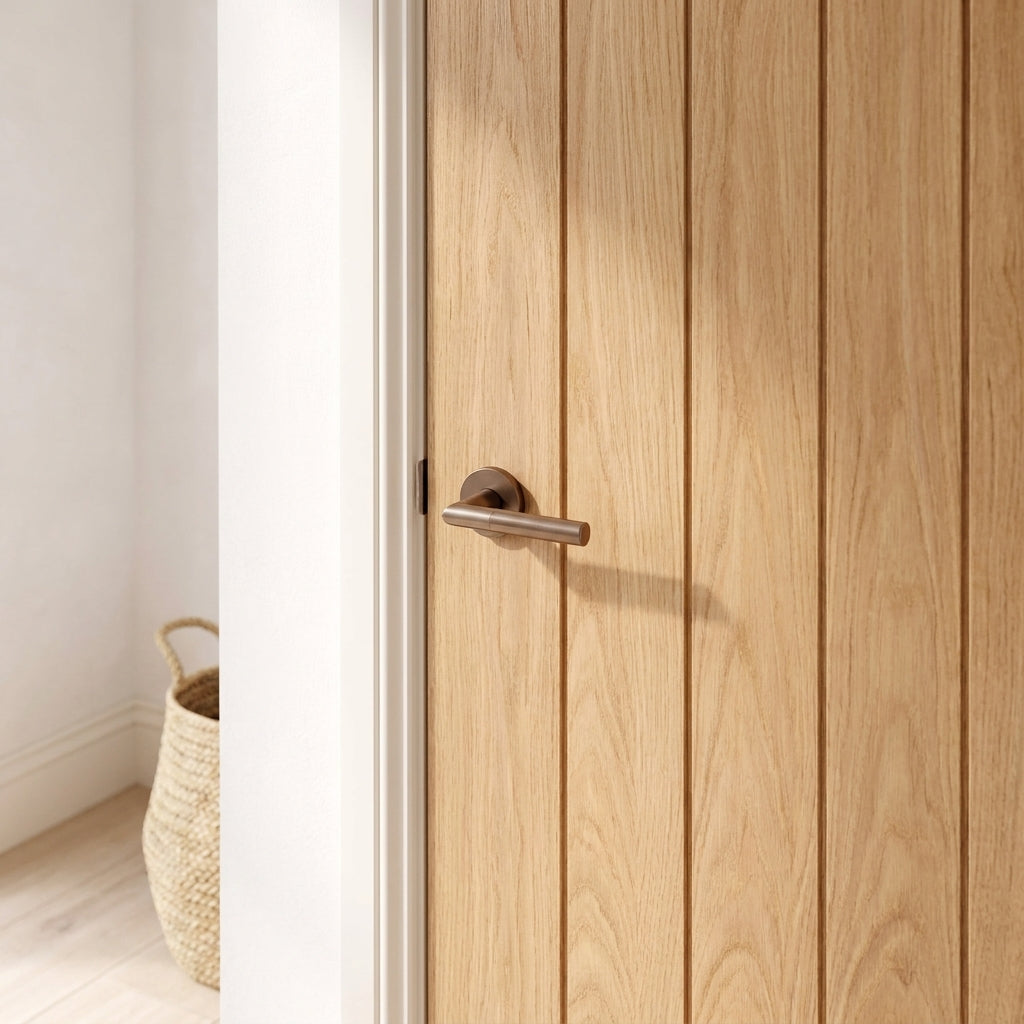 Internal Oak Door Unfinished Farley Design Solid Engineered Core - detail view