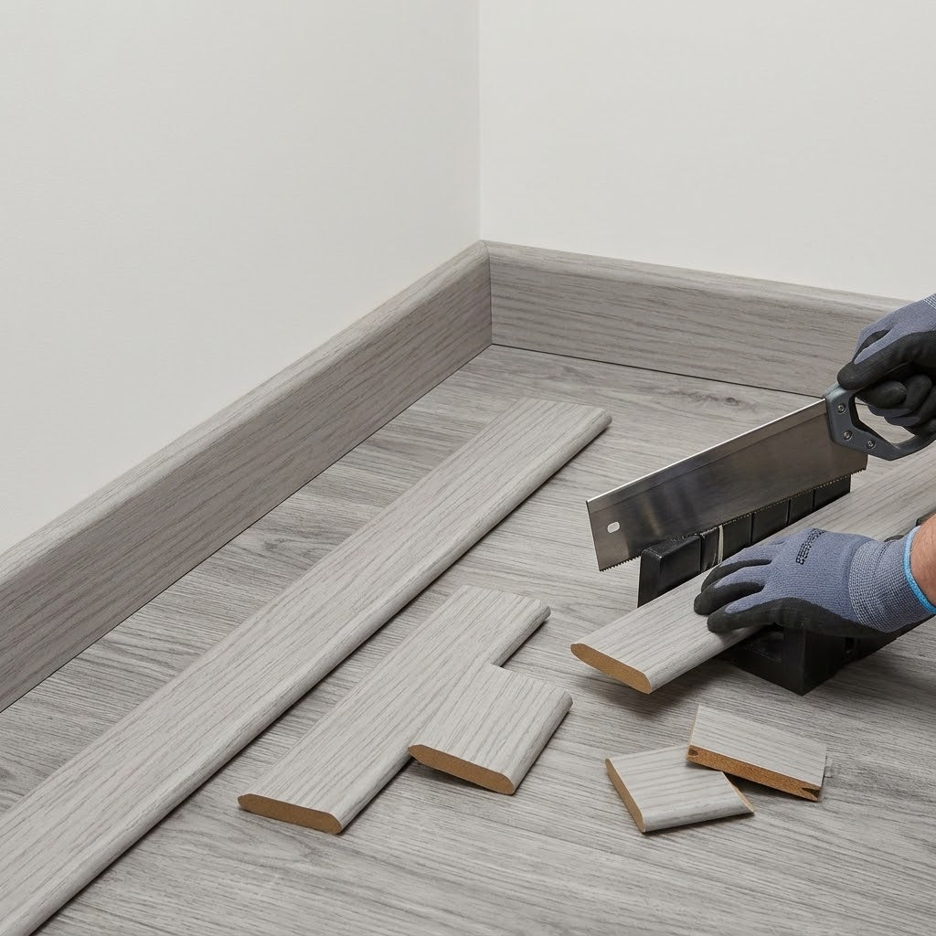 Round Pencil Laminate Skirting Board Light Grey 2400mm x 15mm x 95mm