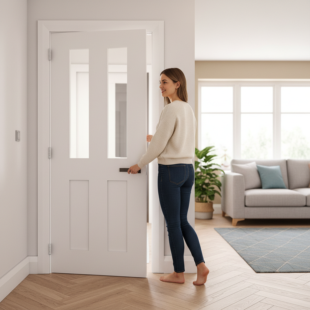 Premium White Primed Internal Clear Glazed Door in Classic Shaker Style with Tempered Glass and 10 Year Guarantee