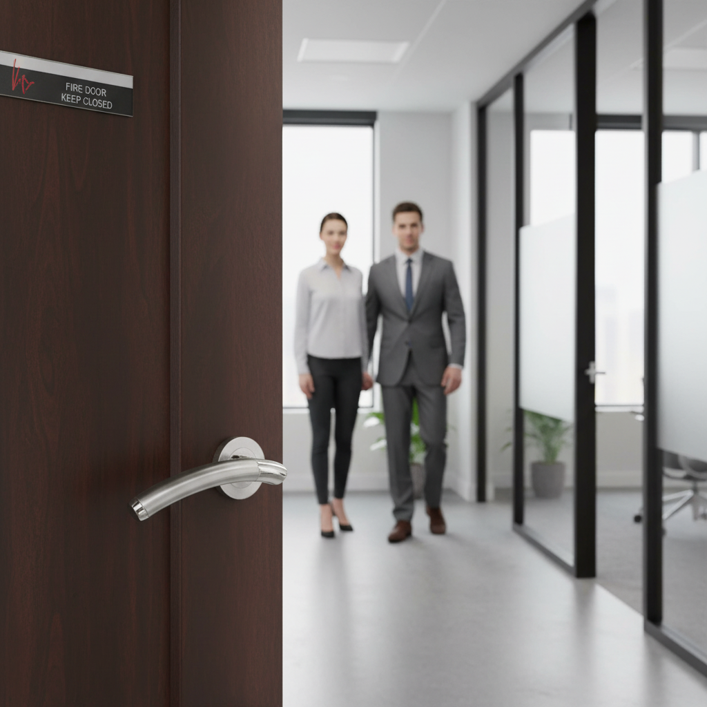 Premium Fire Rated Handle Set with Chrome Lever On Round Rose and Accessories for Internal Doors - Image 2