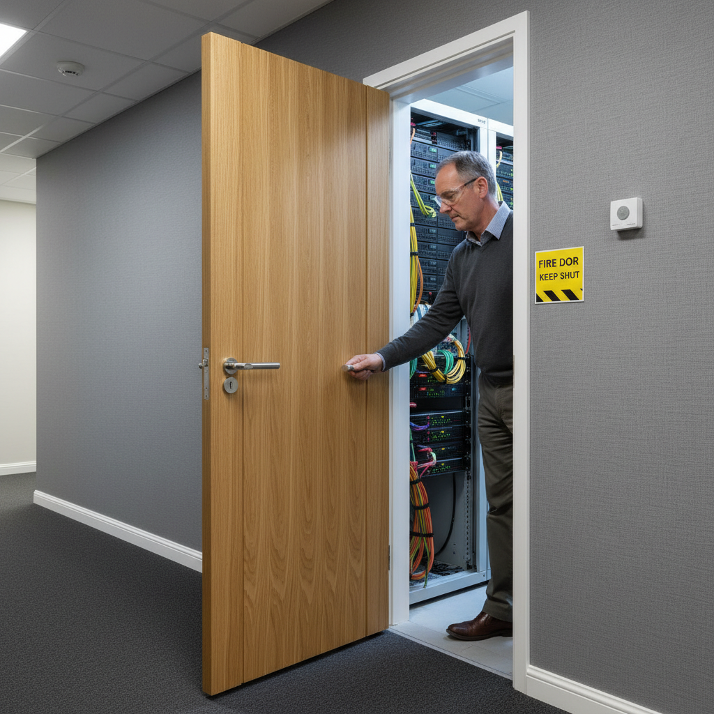Premium Internal FD30 Fire Door with Wenge Inlays - Oak Veneer, Pre-Finished, 30 Minutes Fire Rated