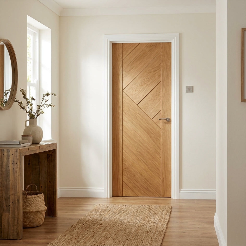 Internal Oak Door, Fully Finished, Solid Engineered Core, Monza Design