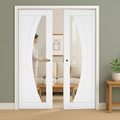 Premium White Glazed Double Pocket Door Set with Galvanised Steel Frame and Adjustable Jambs for Modern Homes