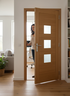 Premium Fully Finished Oak External Doorset with Obscure Glass, 5 Way Multi-Point Locking System & Security Features