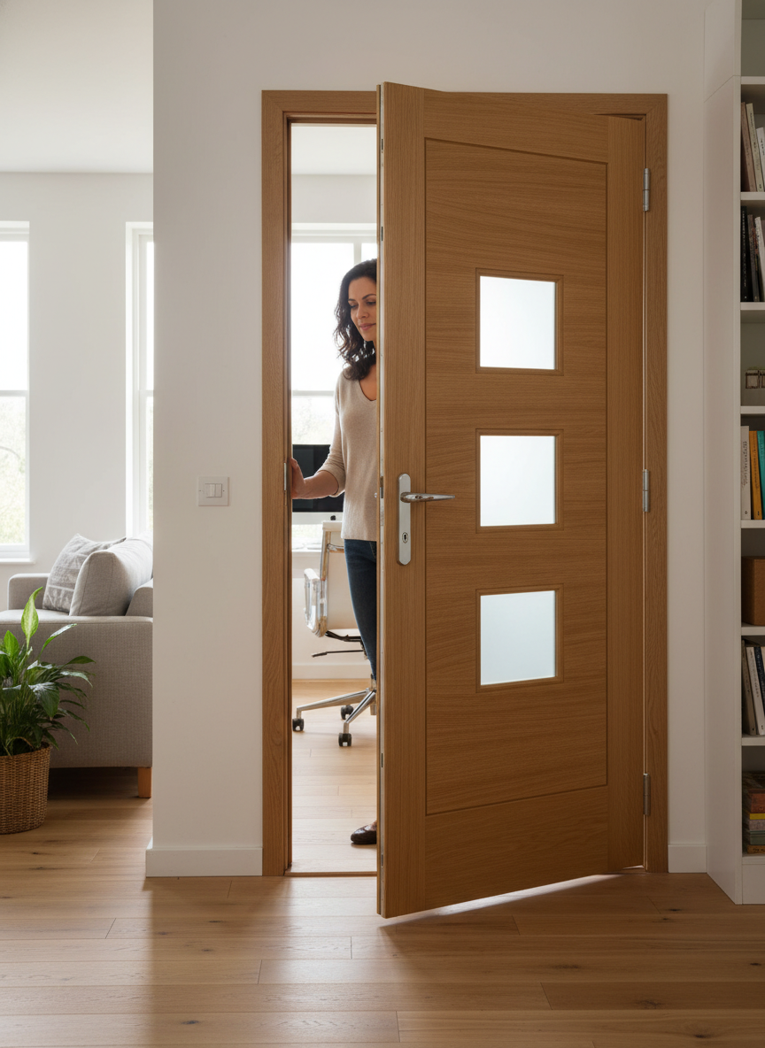 Premium Fully Finished Oak External Doorset with Obscure Glass, 5 Way Multi-Point Locking System & Security Features