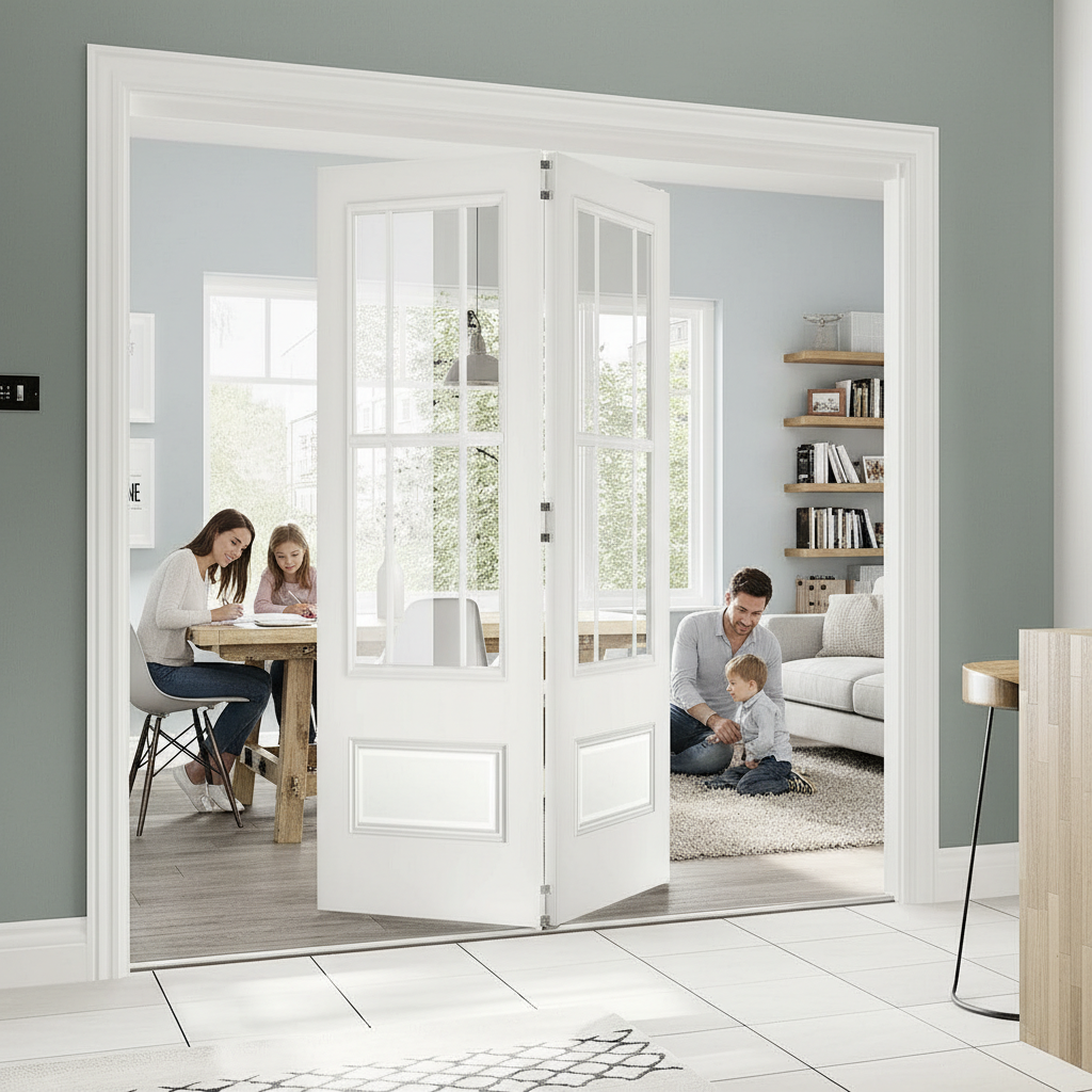 Premium Clear Glazed Room Divider with High-Quality Track System for Seamless Room Separation and Flexibility